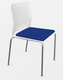 AGORA fauteuil 4 pieds, polypropylène blanc, placet assise simili bleu, structure fil chromé - sur délai