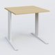 K1 Plateau droit 80x80 pieds fixe. Plateau Chêne clair et pietement Blanc