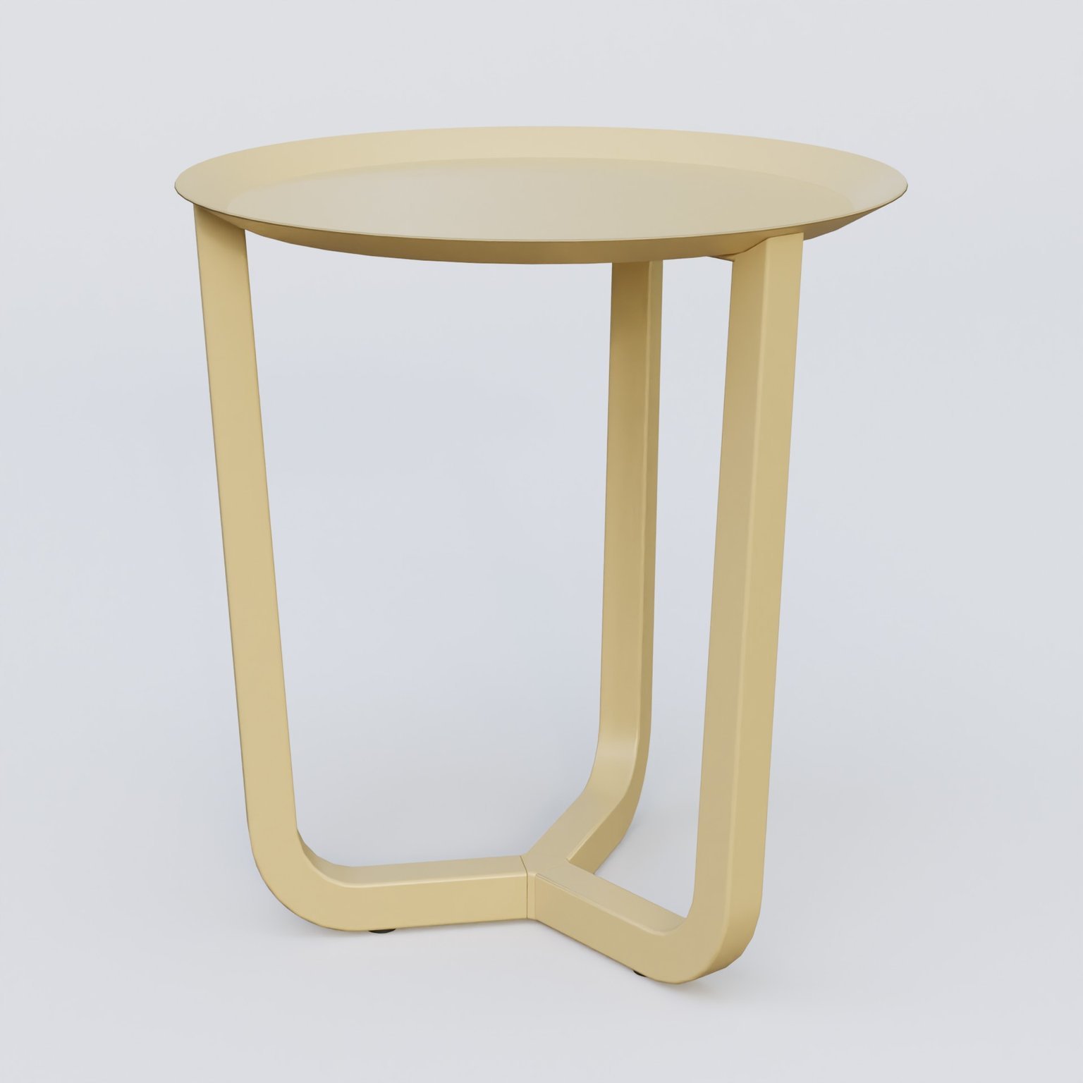 Table Basse Fashion Styl piètement tryptique. Plateau Jaune Cuivre (RAL 1002) et pietement Jaune Cuivre (RAL 1002).
