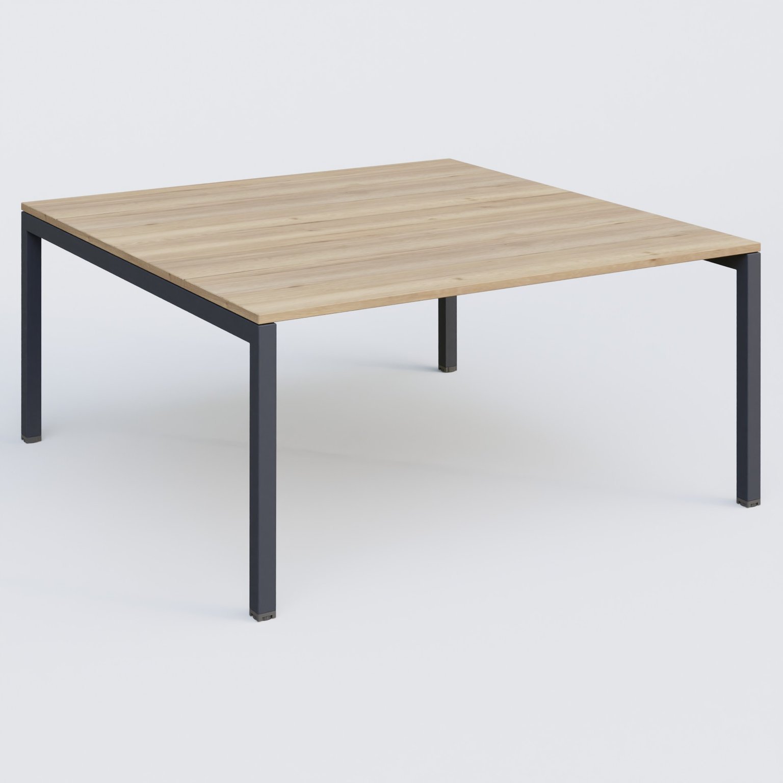 K3 Plateau droit 160x165 pieds fixe. Plateau Chêne naturel et pietement Anthracite.