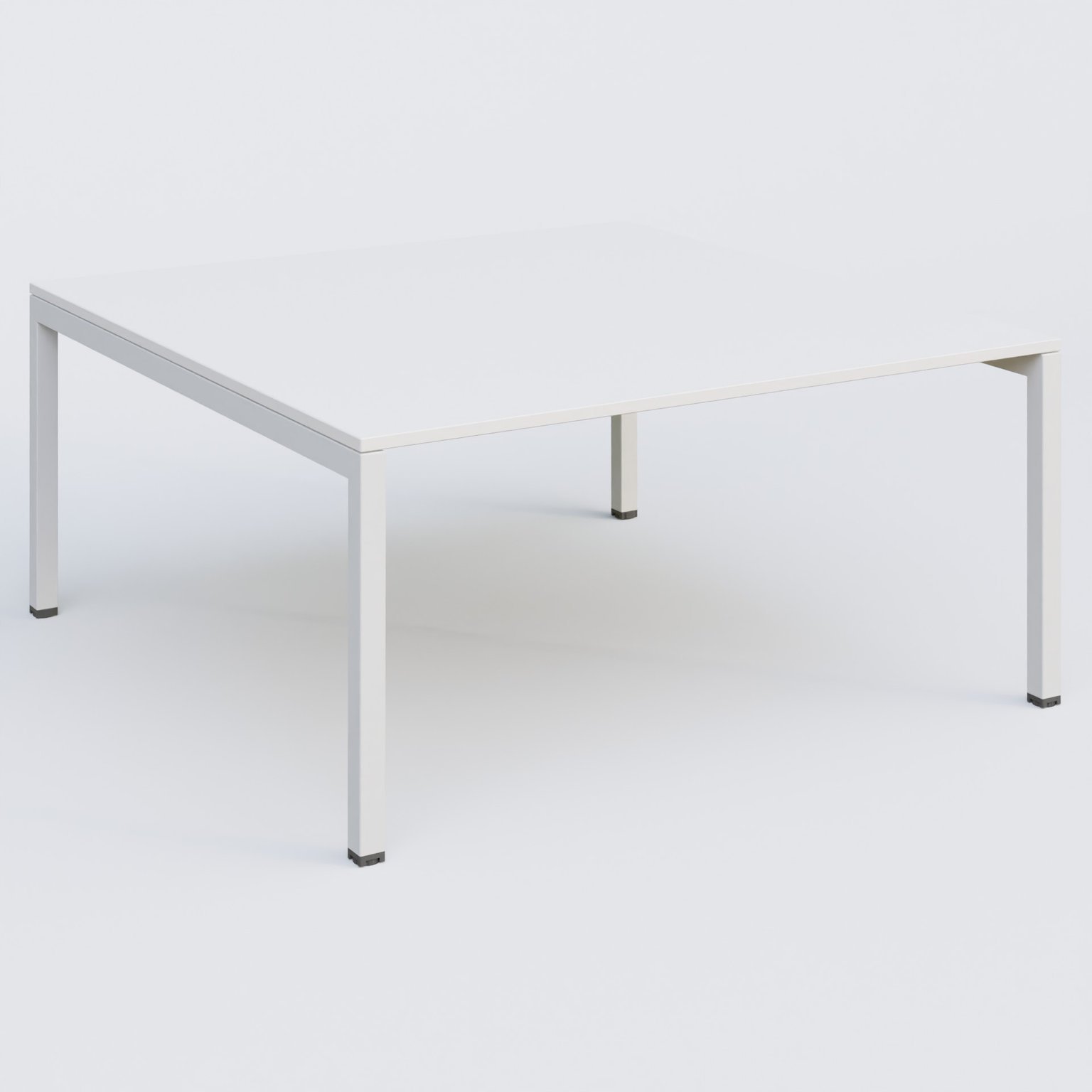 K3 Plateau droit 160x165 pieds fixe. Plateau Blanc et pietement Blanc.