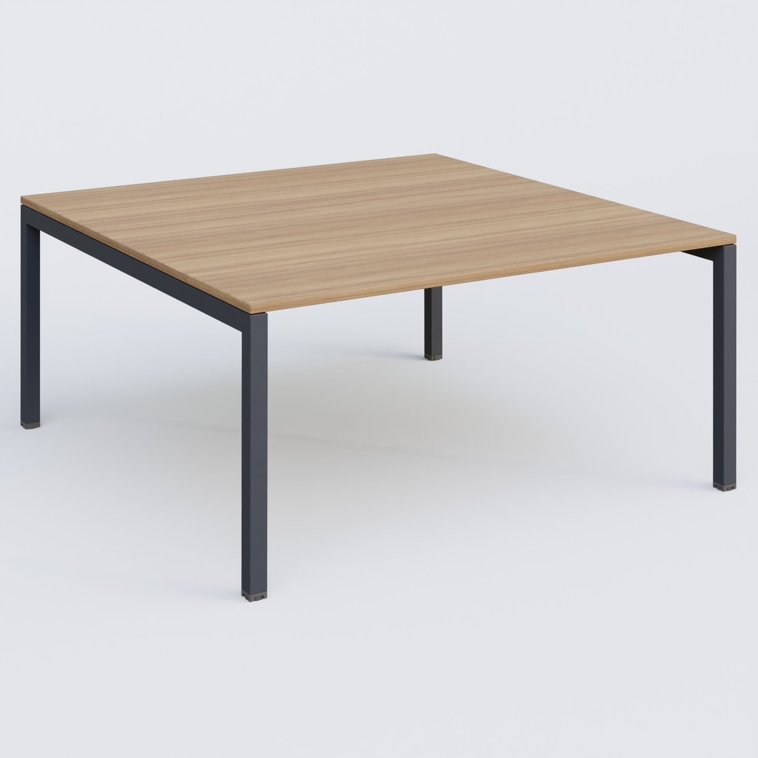 K3 Plateau droit 160x165 pieds fixe. Plateau Noyer et pietement Anthracite.