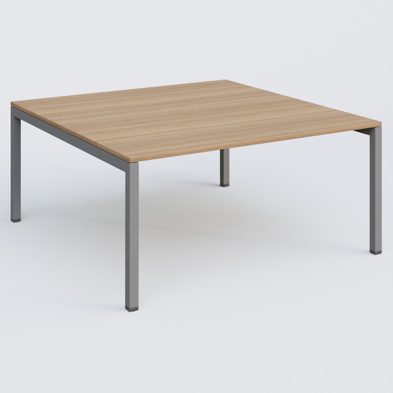 K3 Plateau droit 160x165 pieds fixe. Plateau Noyer et pietement Aluminium.