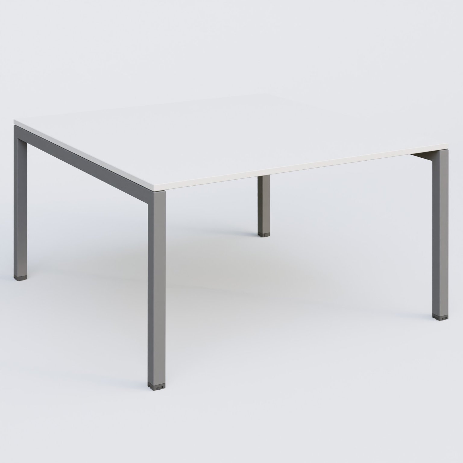 K3 Plateau droit 140x145 pieds fixe. Plateau Blanc et pietement Aluminium.