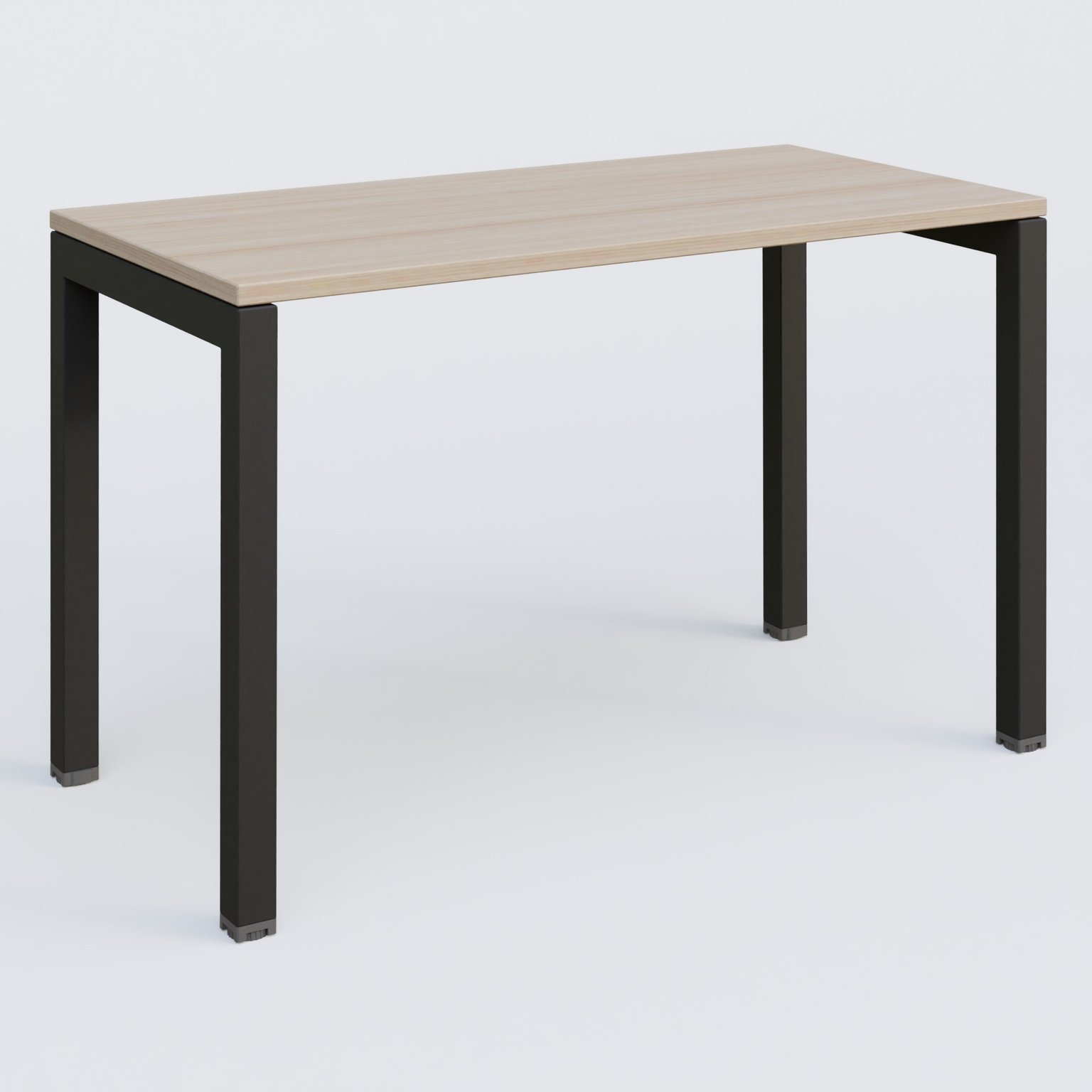 K3 Plateau droit 120x60 pieds fixe. Plateau Acacia et pietement Noir Grainé.