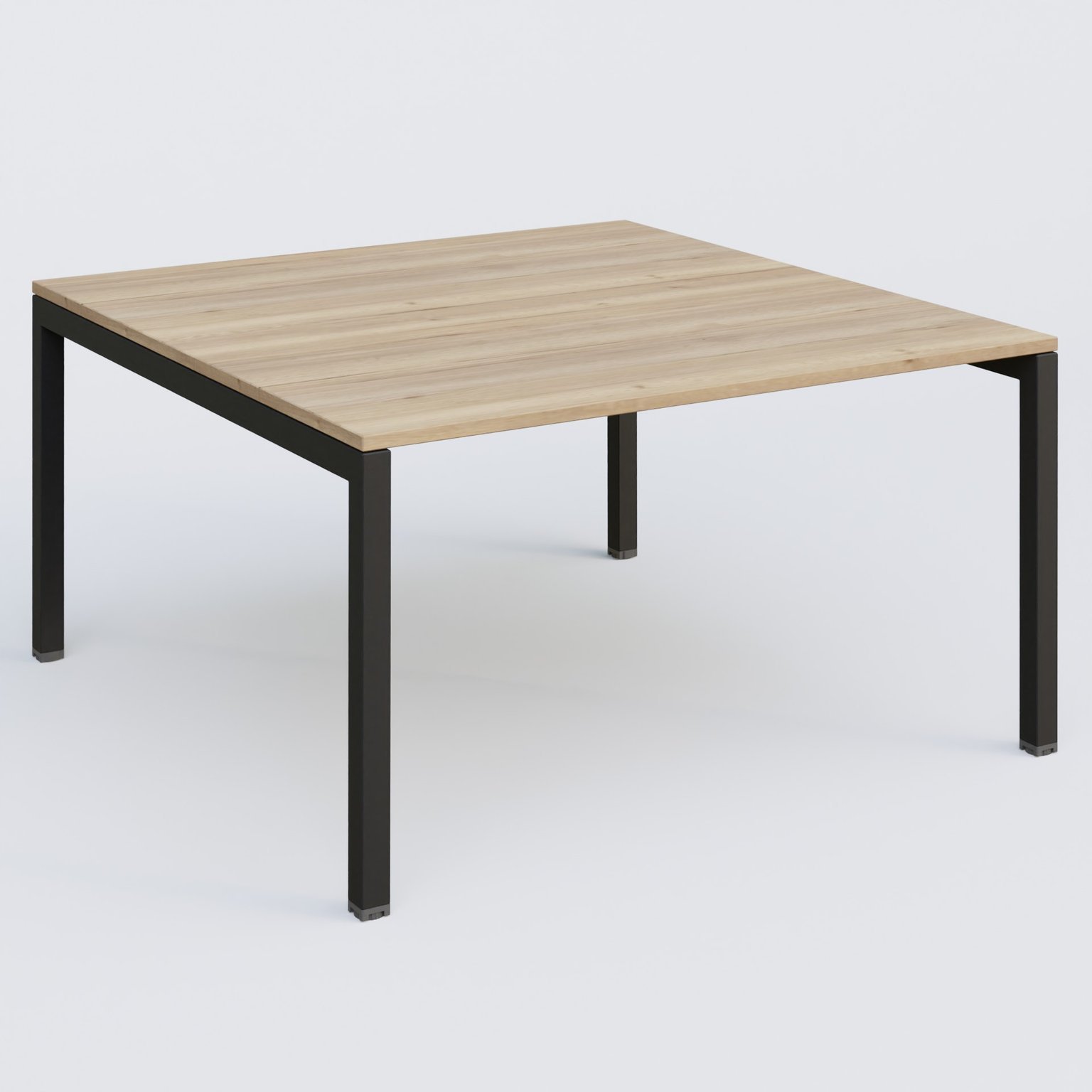 K3 Plateau droit 140x145 pieds fixe. Plateau Chêne naturel et pietement Noir Grainé.