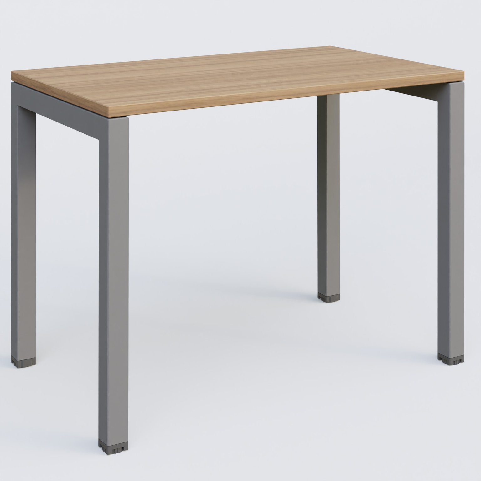 K3 Plateau droit 100x60 pieds fixe. Plateau Noyer et pietement Aluminium.