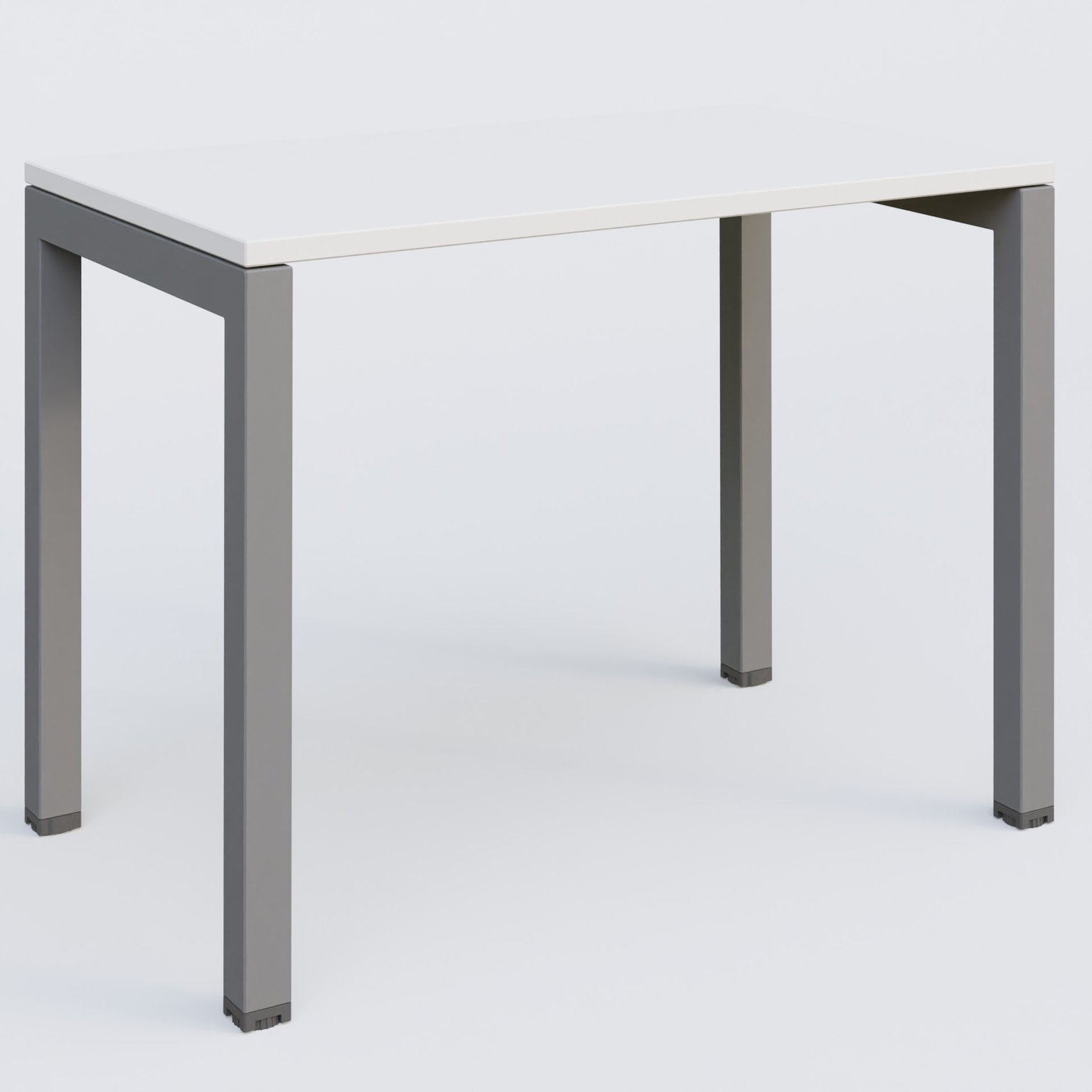K3 Plateau droit 100x60 pieds fixe. Plateau Blanc et pietement Aluminium.