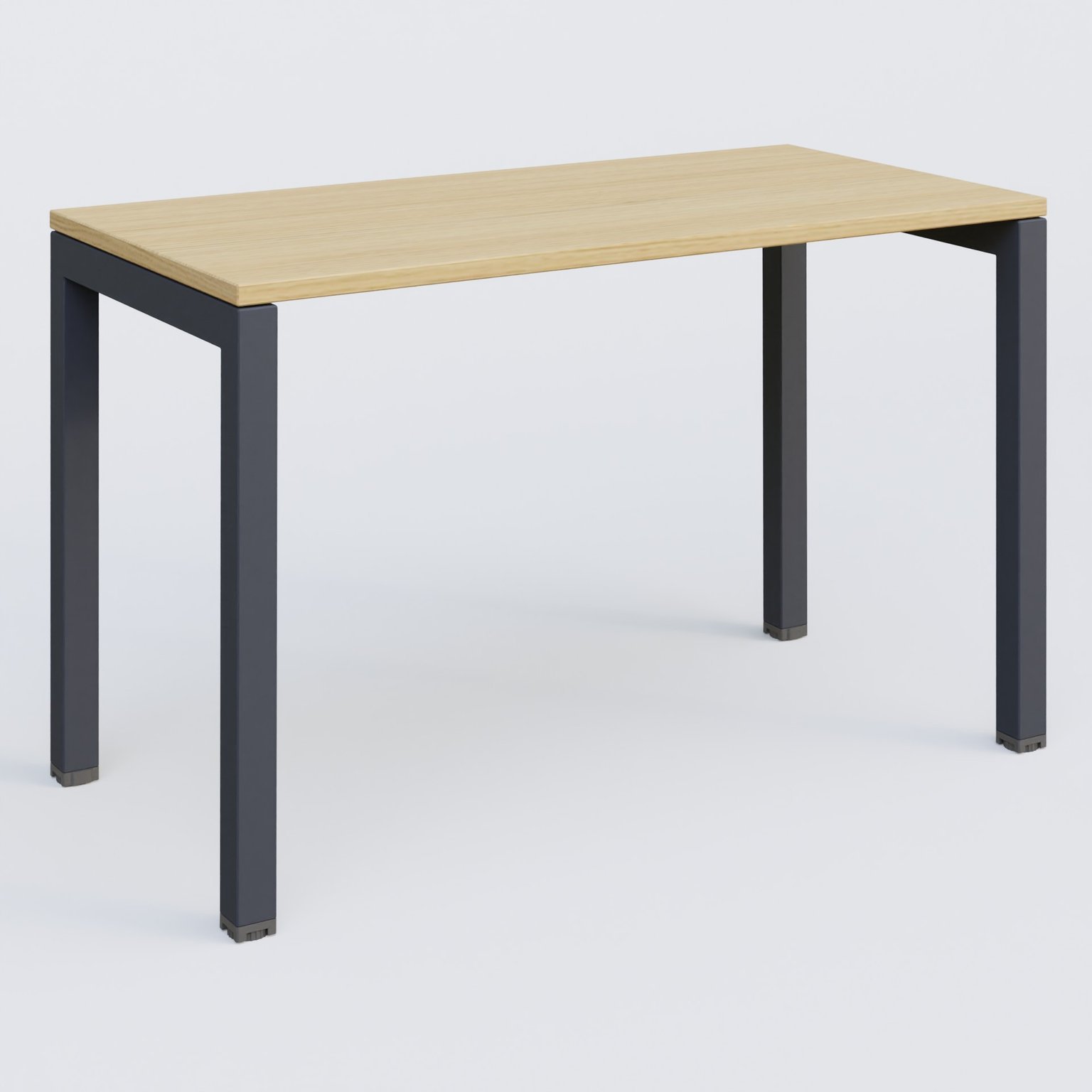 K3 Plateau droit 120x60 pieds fixe. Plateau Chêne clair et pietement Anthracite.