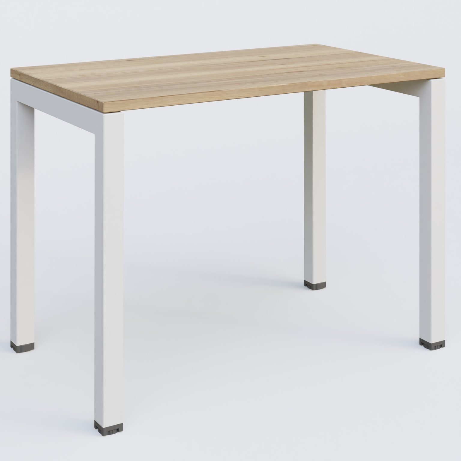 K3 Plateau droit 100x60 pieds fixe. Plateau Chêne naturel et pietement Blanc.