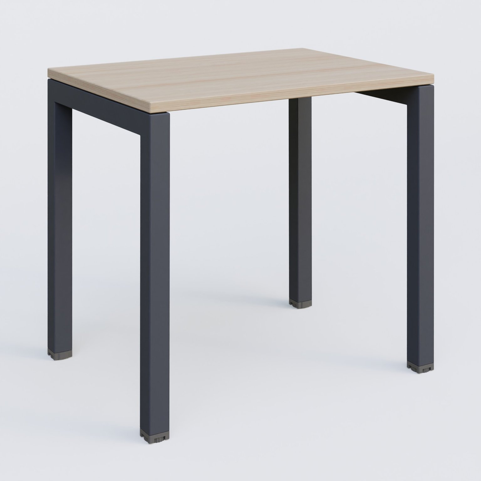 K3 Plateau droit 80x60 pieds fixe. Plateau Acacia et pietement Anthracite.