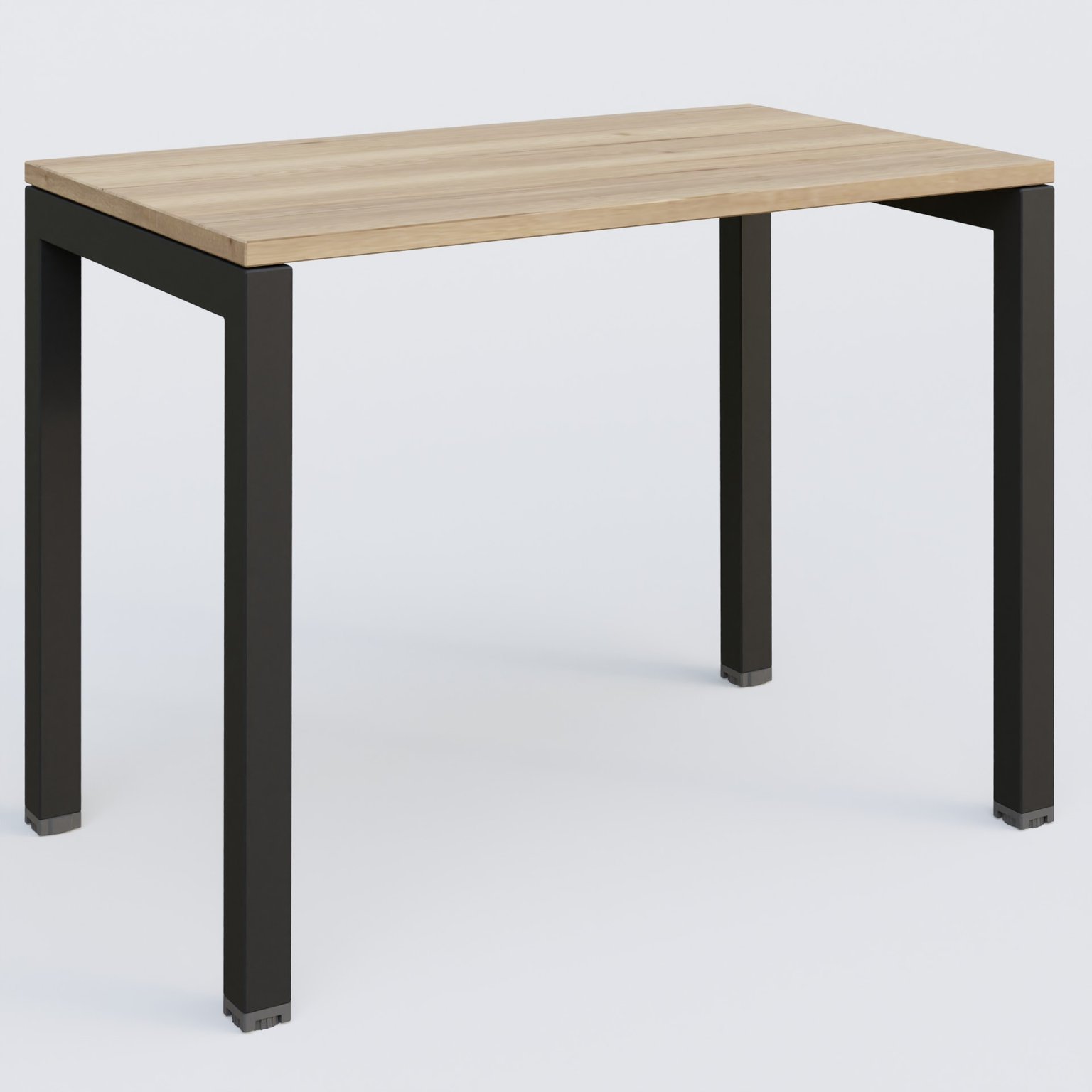 K3 Plateau droit 100x60 pieds fixe. Plateau Chêne naturel et pietement Noir Grainé.