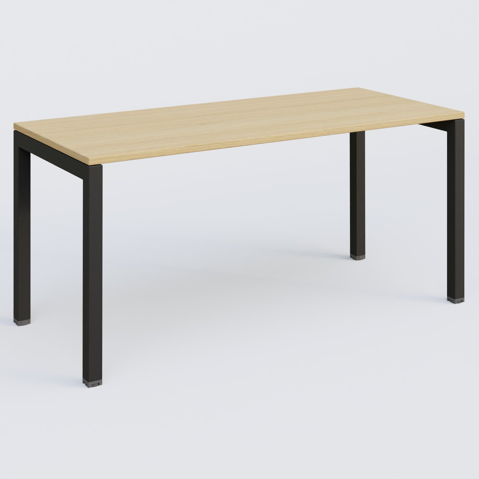 K3 Plateau droit 160x70 pieds fixe. Plateau Chêne clair et pietement Noir Grainé.