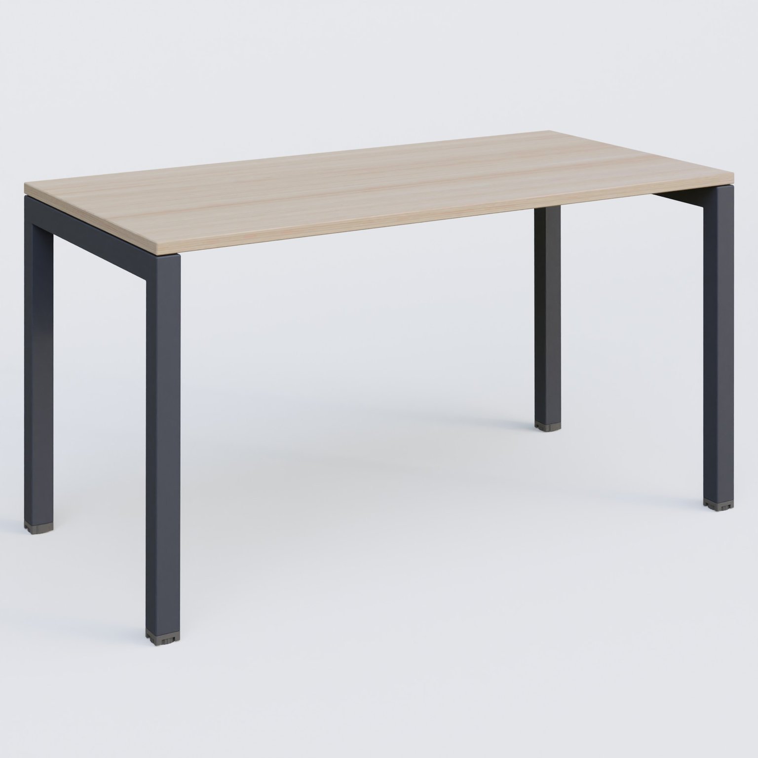 K3 Plateau droit 140x70 pieds fixe. Plateau Acacia et pietement Anthracite.