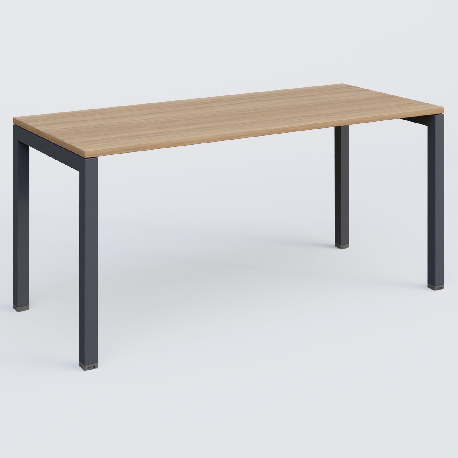 K3 Plateau droit 160x70 pieds fixe. Plateau Noyer et pietement Anthracite.