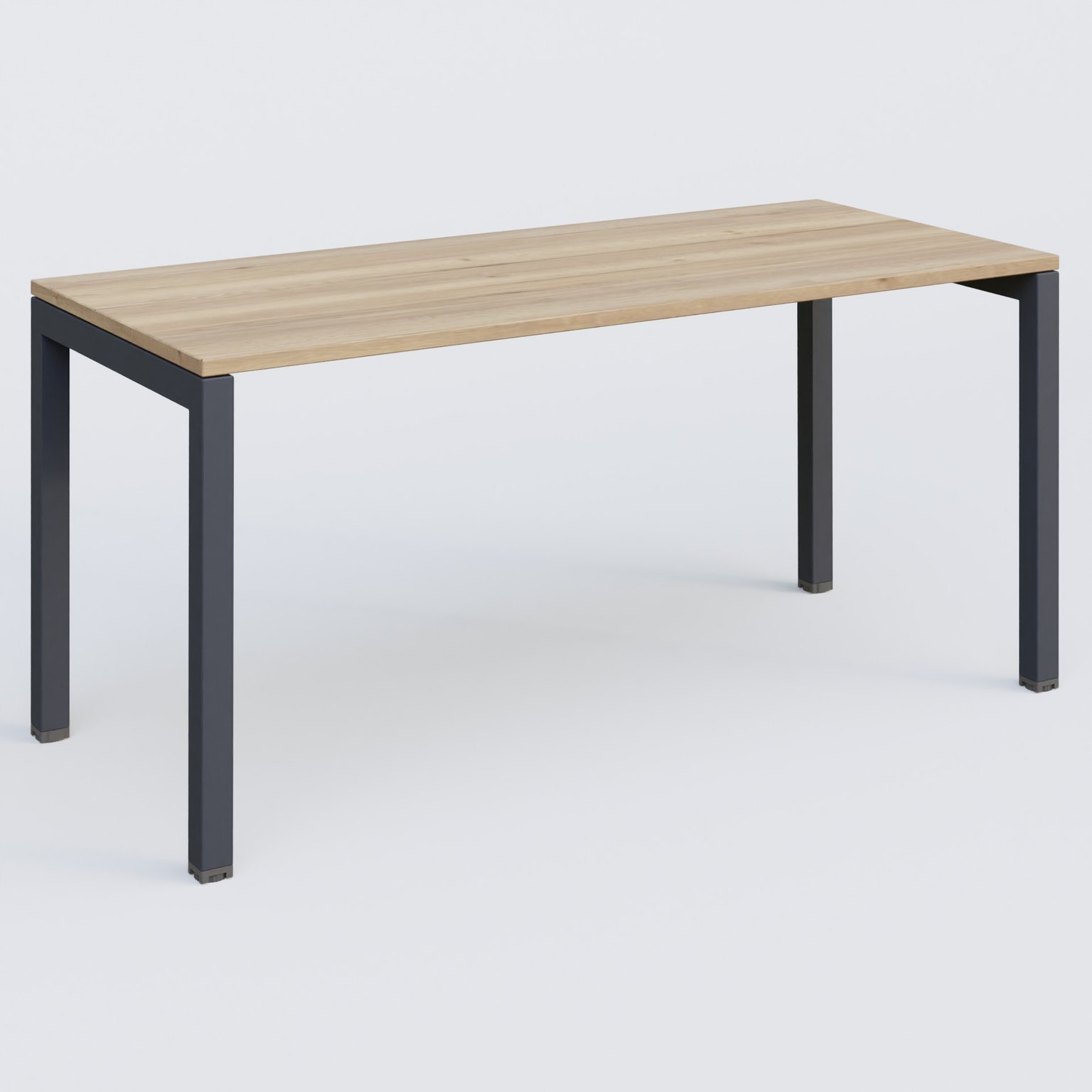K3 Plateau droit 160x70 pieds fixe. Plateau Chêne naturel et pietement Anthracite.