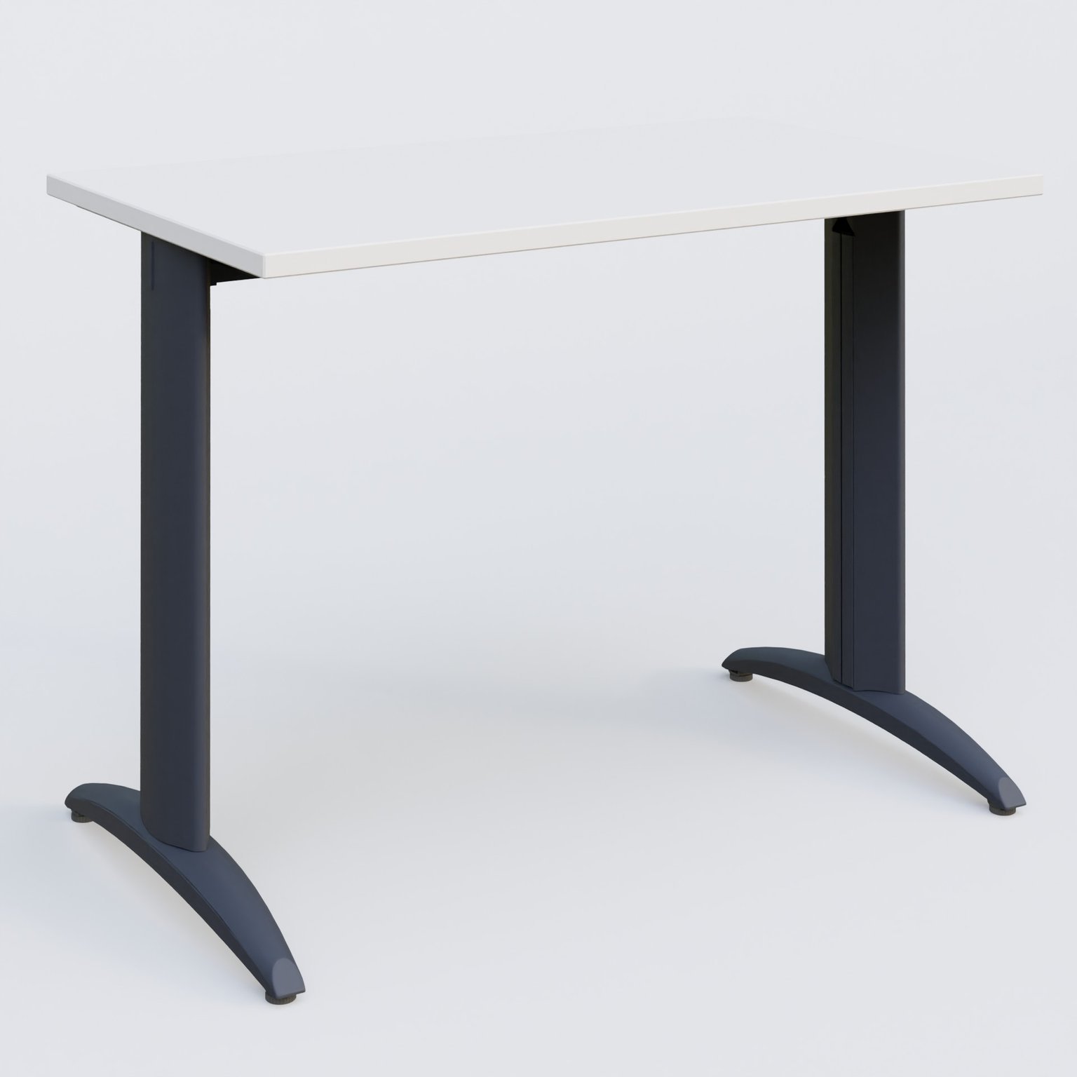 K2 Plateau droit 100x60 pieds fixe. Plateau Blanc et pietement Anthracite.
