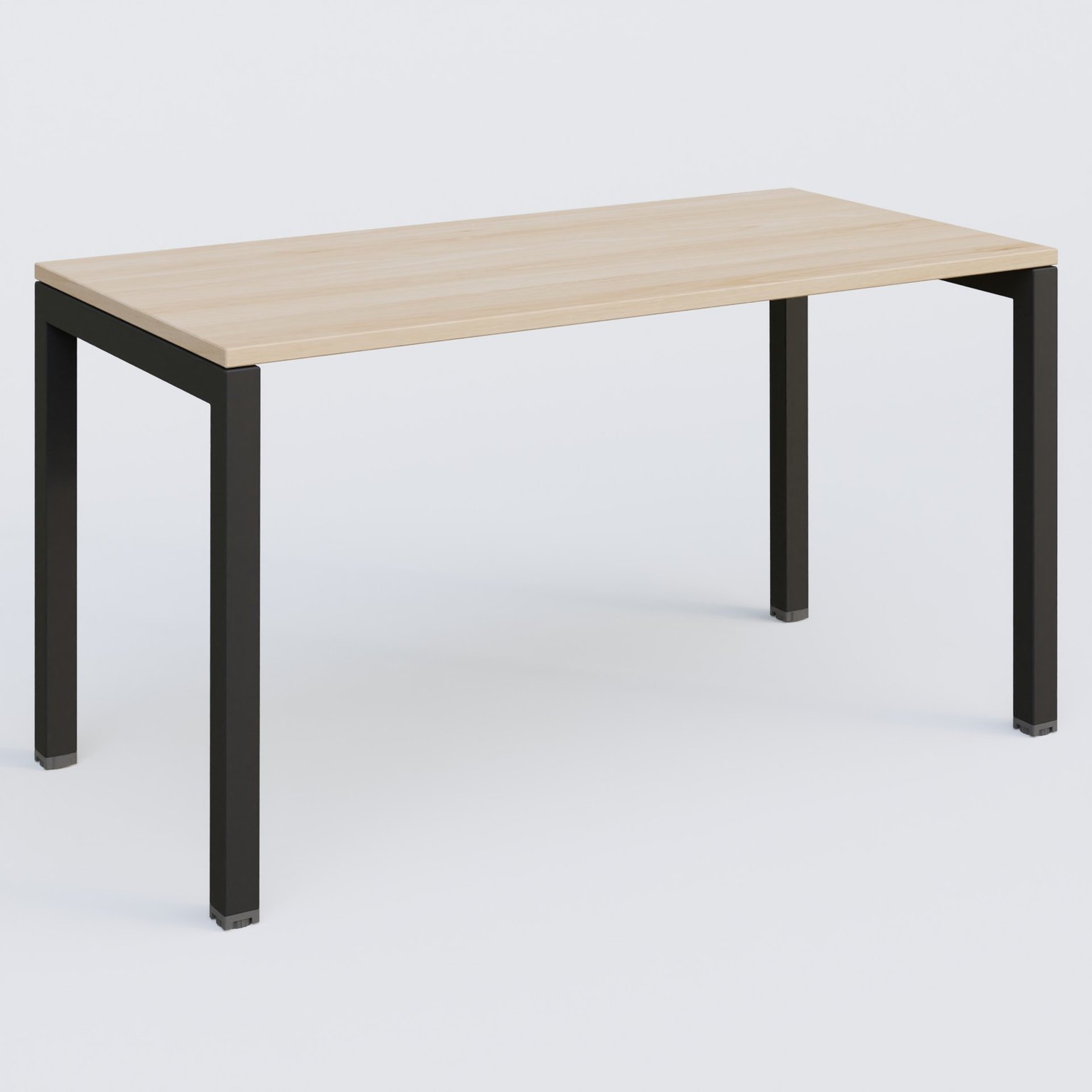 K3 Plateau droit 140x70 pieds fixe. Plateau Hêtre et pietement Noir Grainé.