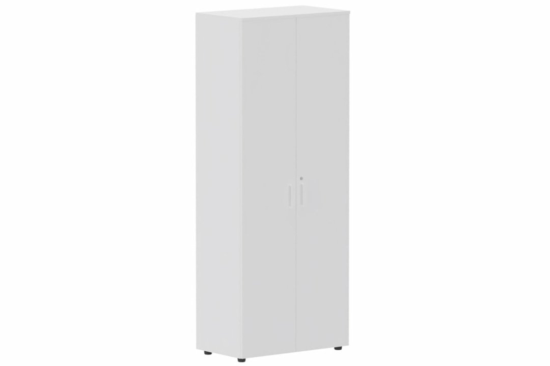Armoire mélamine H196xL100cm portes bois BLANC ET CORPS BLANC