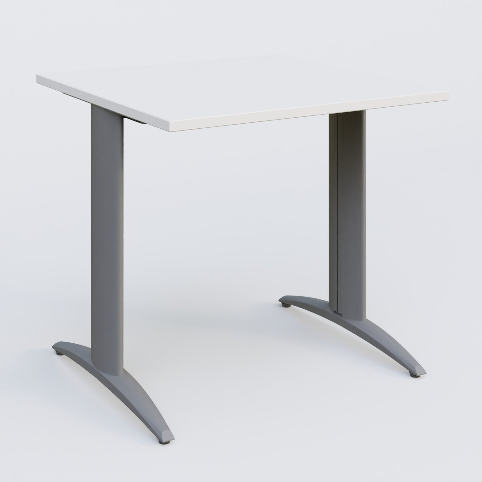 K2 Plateau droit 80x80 pieds fixe. Plateau Blanc et pietement Aluminium.