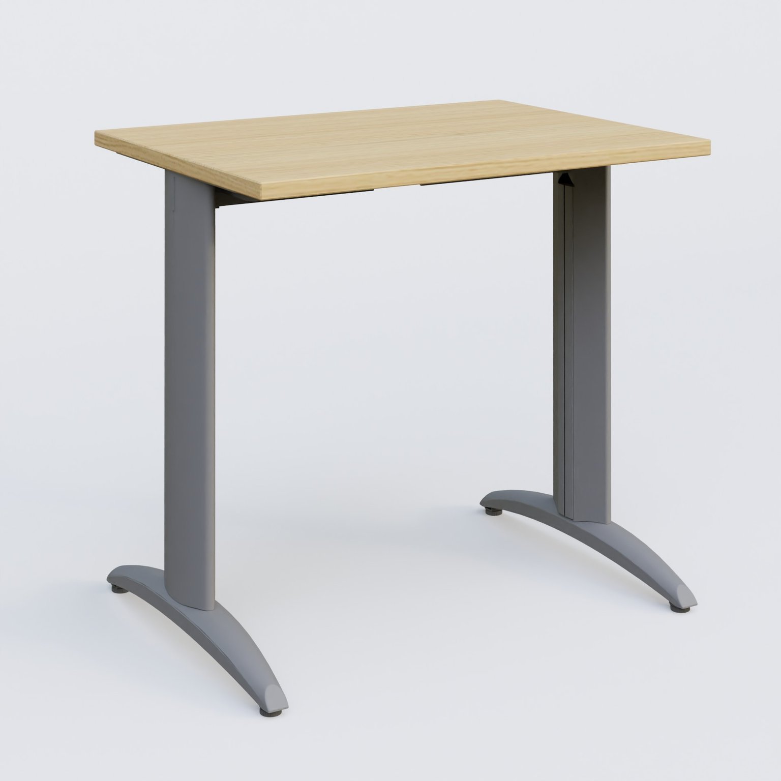 K2 Plateau droit 80x60 pieds fixe. Plateau Chêne clair et pietement Aluminium.