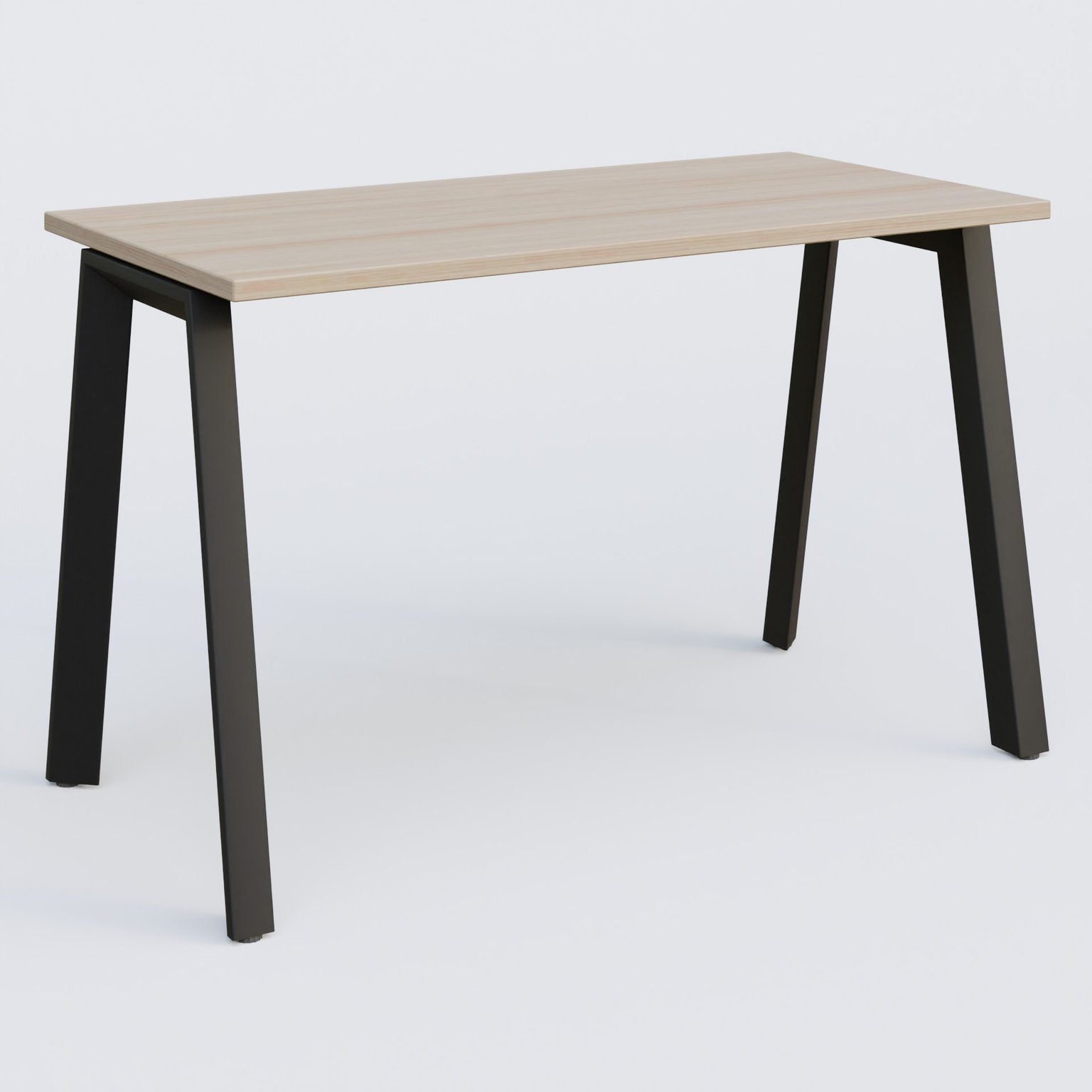 K8 plan droit 120*60 sur pieds fixe. Plateau Acacia et pietement Noir Grainé
