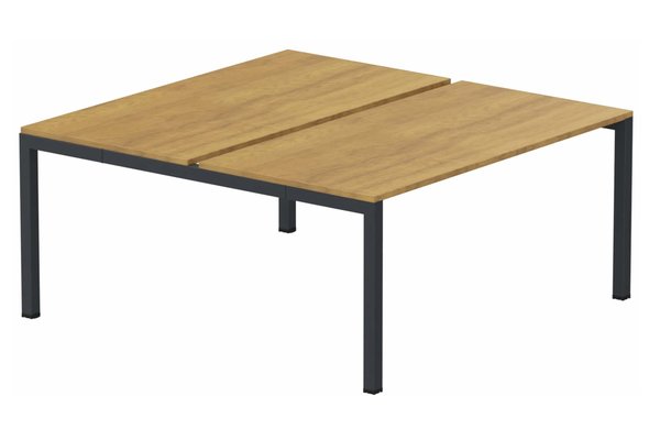 Postes Bench (poste doubles) - SERIE K3 - k3 - Bench départ 2 Plateaux fixes 160x80 (encombrement P165xL160cm) -Finitions : PLATEAUX: NOYER (NO) / PIETEMENTS: ANTHRACITE (AN ) / 