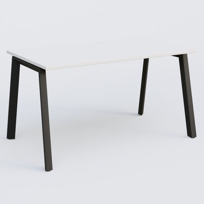 [Pas de famille] - [Pas de sous famille] - K8 plan droit 140*80 sur pieds fixe. Plateau Blanc et pietement Noir Grainé