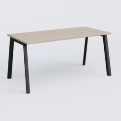 [Pas de famille] - [Pas de sous famille] - K8 plan droit 160*80 sur pieds fixe. Plateau Acacia et pietement Noir Grainé