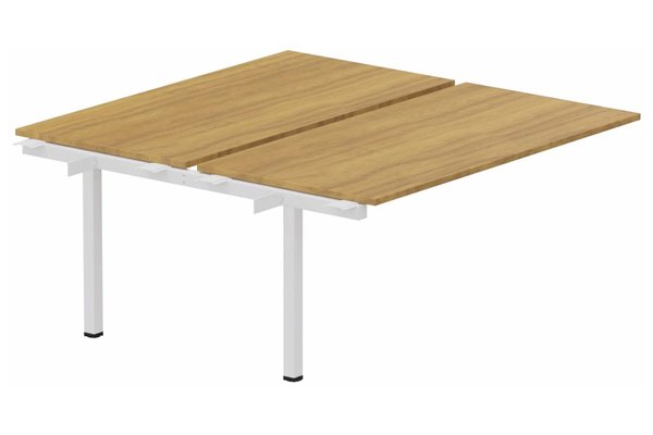 Postes Bench (poste doubles) - SERIE K3 - k3 - Bench suivant 2 Plateaux fixes 140x70 (encombrement P145xL140cm) -Finitions : PLATEAUX: NOYER (NO) / PIETEMENTS: BLANC (BL ) / 