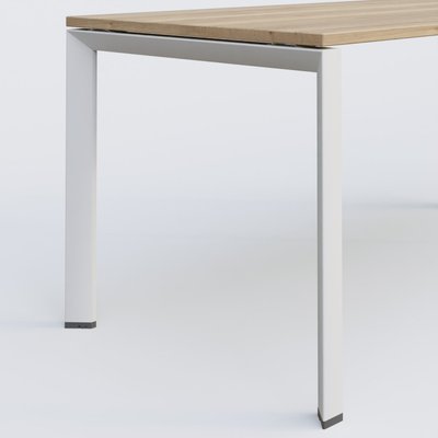 [Pas de famille] - [Pas de sous famille] - K7 plan droit 120*80 sur pieds fixe. Plateau Chêne naturel et pietement Blanc