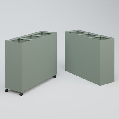 ACCESSOIRES - ACCESSOIRES  - Poubelle 3 Modules HT 75 cm la HT 90 cm Prof. 30cm avec roulettes . Coffre Vert