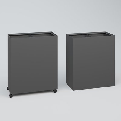 ACCESSOIRES - ACCESSOIRES  - Poubelle pour le tri sélectif fabriquée en tôle de 8/10ème HT 75 cm Larg. 60 cm Prof. 30 cm avec roulettes . Coffre Anthracite