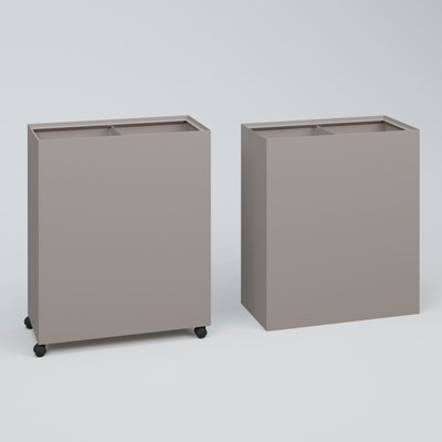 ACCESSOIRES - ACCESSOIRES  - Poubelle 2 Modules HT 75 cm la HT 60 cm Prof. 30 cm avec roulettes . Coffre Gris