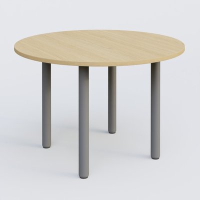 [Pas de famille] - [Pas de sous famille] - Table ronde diametre 110 cm avec quatres pieds fixes. Plateau Chêne clair et pietement Aluminium