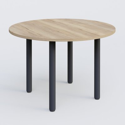 [Pas de famille] - [Pas de sous famille] - Table ronde diametre 110 cm avec quatres pieds fixes. Plateau Chêne naturel et pietement Anthracite