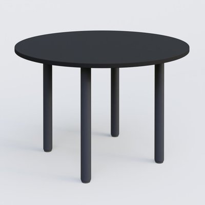 [Pas de famille] - [Pas de sous famille] - Table ronde diametre 110 cm avec quatres pieds fixes. Plateau Noir Mat et pietement Anthracite