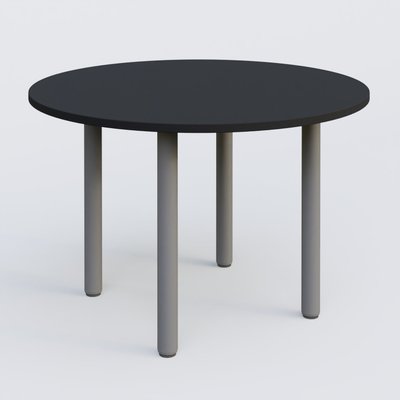 [Pas de famille] - [Pas de sous famille] - Table ronde diametre 110 cm avec quatres pieds fixes. Plateau Noir Mat et pietement Aluminium