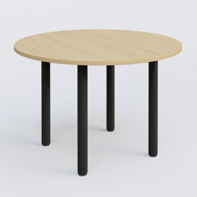 [Pas de famille] - [Pas de sous famille] - Table ronde diametre 110 cm avec quatres pieds fixes. Plateau Chêne clair et pietement Noir Mat