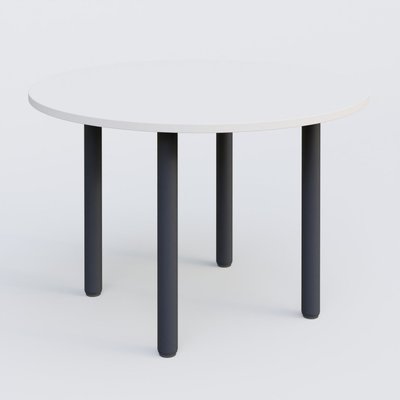 [Pas de famille] - [Pas de sous famille] - Table ronde diametre 110 cm avec quatres pieds fixes. Plateau Blanc et pietement Anthracite