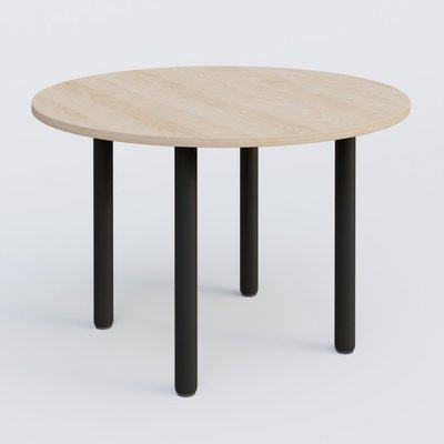 [Pas de famille] - [Pas de sous famille] - Table ronde diametre 110 cm avec quatres pieds fixes. Plateau Hêtre et pietement Noir Mat