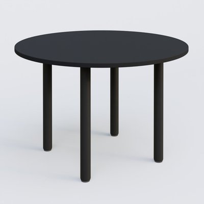 [Pas de famille] - [Pas de sous famille] - Table ronde diametre 110 cm avec quatres pieds fixes. Plateau Noir Mat et pietement Noir Mat