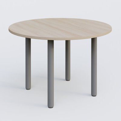 [Pas de famille] - [Pas de sous famille] - Table ronde diametre 100 cm avec quatres pieds fixes. Plateau Acacia et pietement Aluminium