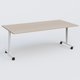 Table abattante gamme Design 200*100 cm. Plateau Acacia et pietement Blanc.