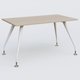 K5 plan droit 140*80 cm. Plateau Acacia et pietement Blanc avec base chromé.