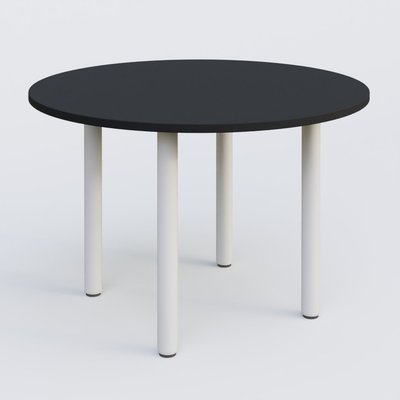 [Pas de famille] - [Pas de sous famille] - Table ronde diametre 100 cm avec quatres pieds fixes. Plateau Noir Mat et pietement Blanc