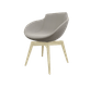 Coco - Fauteuil 4 pieds bois naturel (W1). Tissu Int Vinyle Gris Clair DNL (D21) - Tissu Ext Vinyle Gris Clair DNL (D21)