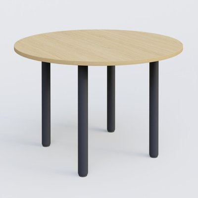[Pas de famille] - [Pas de sous famille] - Table ronde diametre 100 cm avec quatres pieds fixes. Plateau Chêne clair et pietement Anthracite