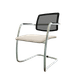 Diva - Chaise dos résille- Piétement luge chrome (CH).Assise tissu Berta Marron Glacé (AD8)