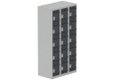 Vestiaire multicases, 3 colonnes L.90cm/15 cases, coffre gris clair/portes gris anthracite